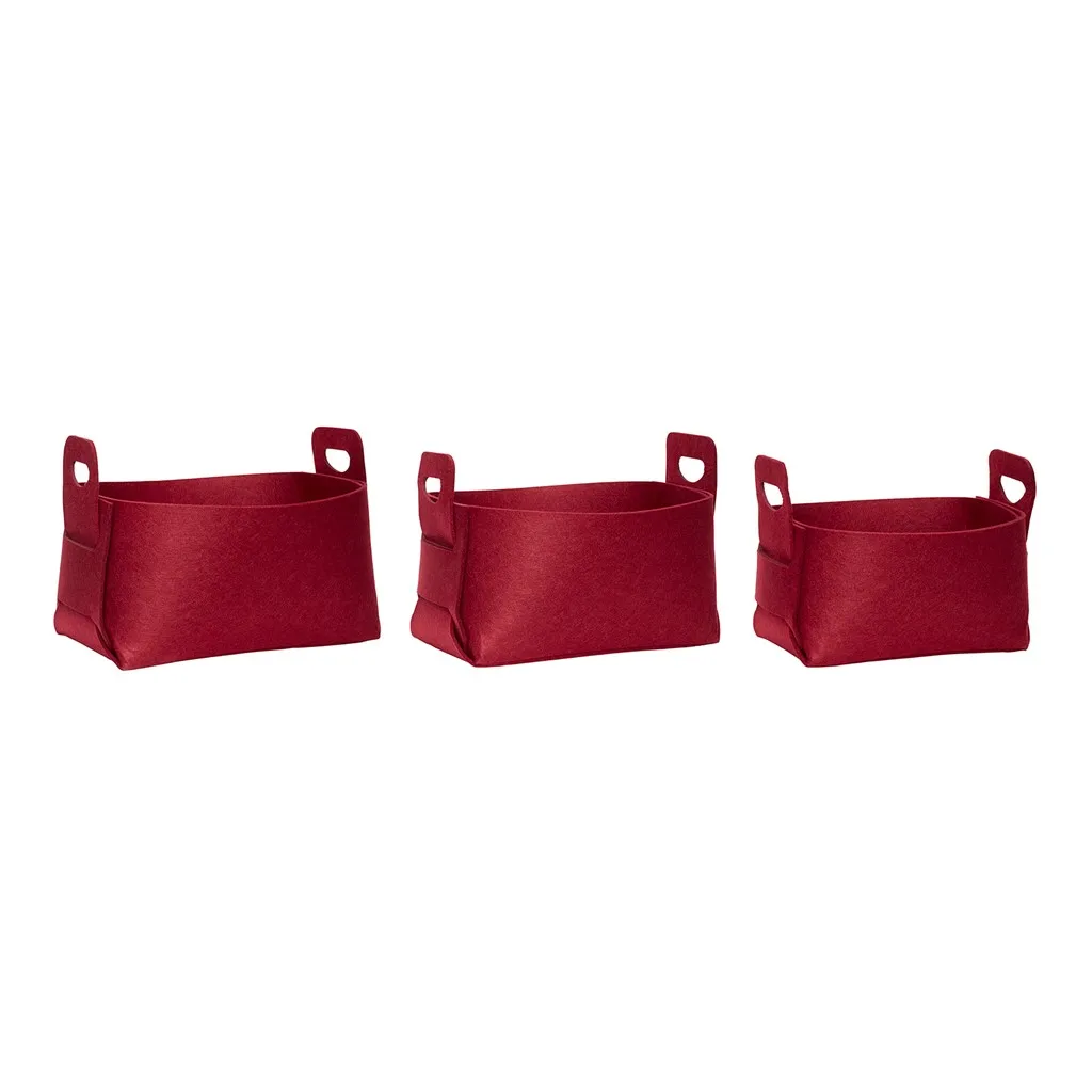 Felt basket 3 sizes, Red Hübsch