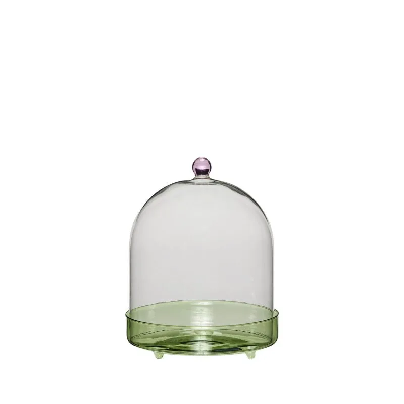 Flora glass dome Ø16cm, Green Hübsch