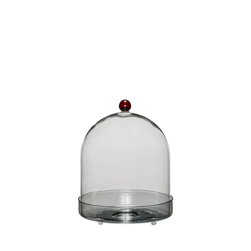 Flora glass dome Smoked Ø16 cm, Dark gray Hübsch