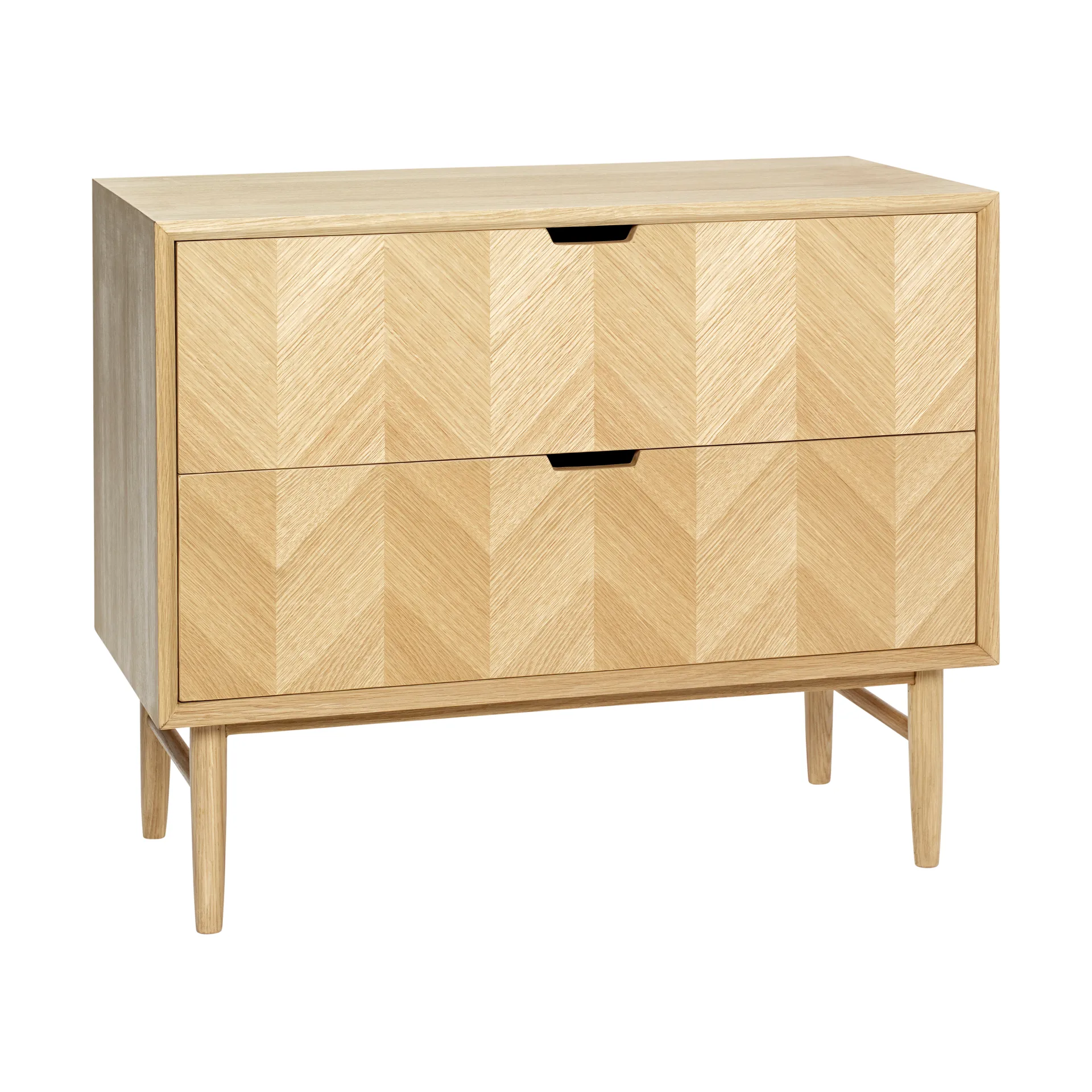 Herringbone chest of drawers with compartments, Oak Hübsch