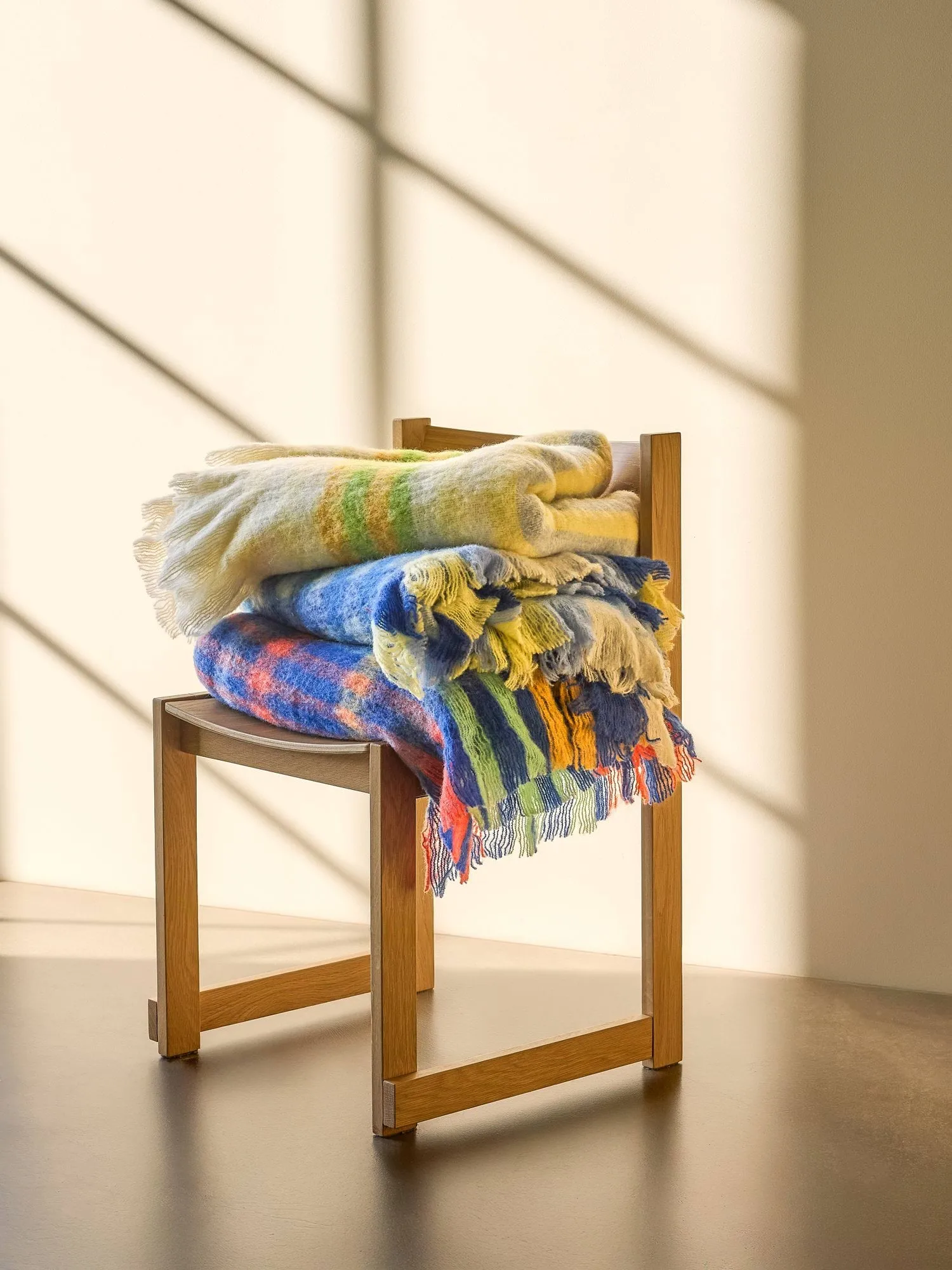 Loom throw blanket, Yellow, 140x200 cm Hübsch