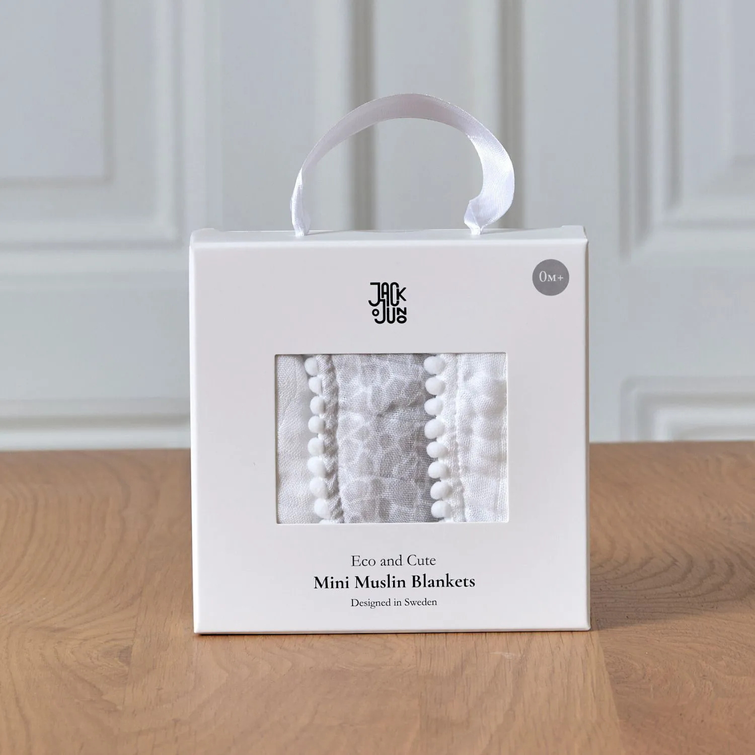 Pom Pom muslin blanket 40x40 cm 3-pack, Pearl & Giraffe gray Jack o Juno
