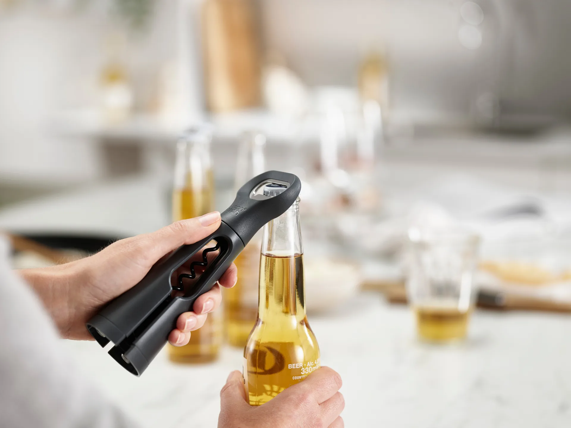 Barstar 3-in-1 corkscrew 18.5 cm, Grey Joseph Joseph