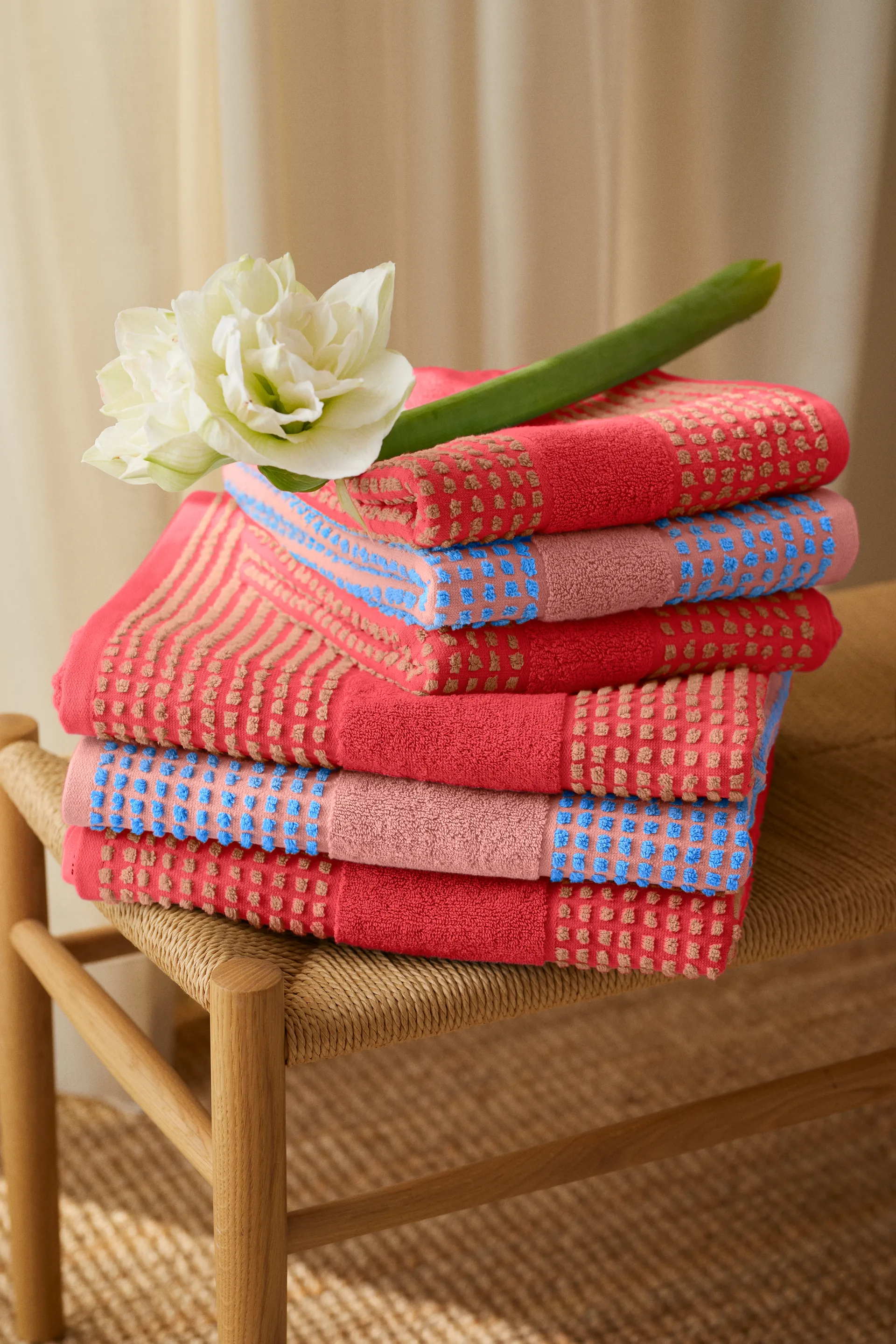 Check towel 50x100 cm, Red-sand Juna