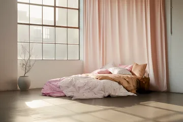 Daisy bed set 220x220 cm - White-light blue - Juna