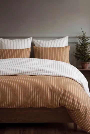 Soft duvet cover set, 220x220/2x50x60 cm - Offwhite-caramel - Juna