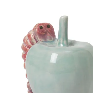 Poppery apple with worm decoration - Mint-pink - Kähler