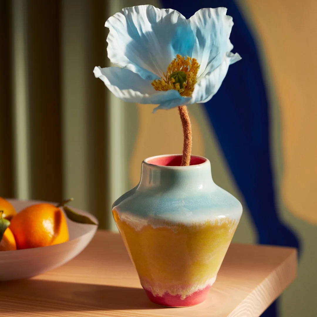 Poppery vase 12 cm, Pink-mint-yellow Kähler