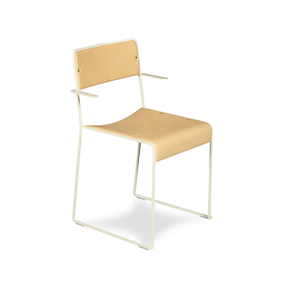 Sindre armchair, Natural white-leather Elmosoft Källemo