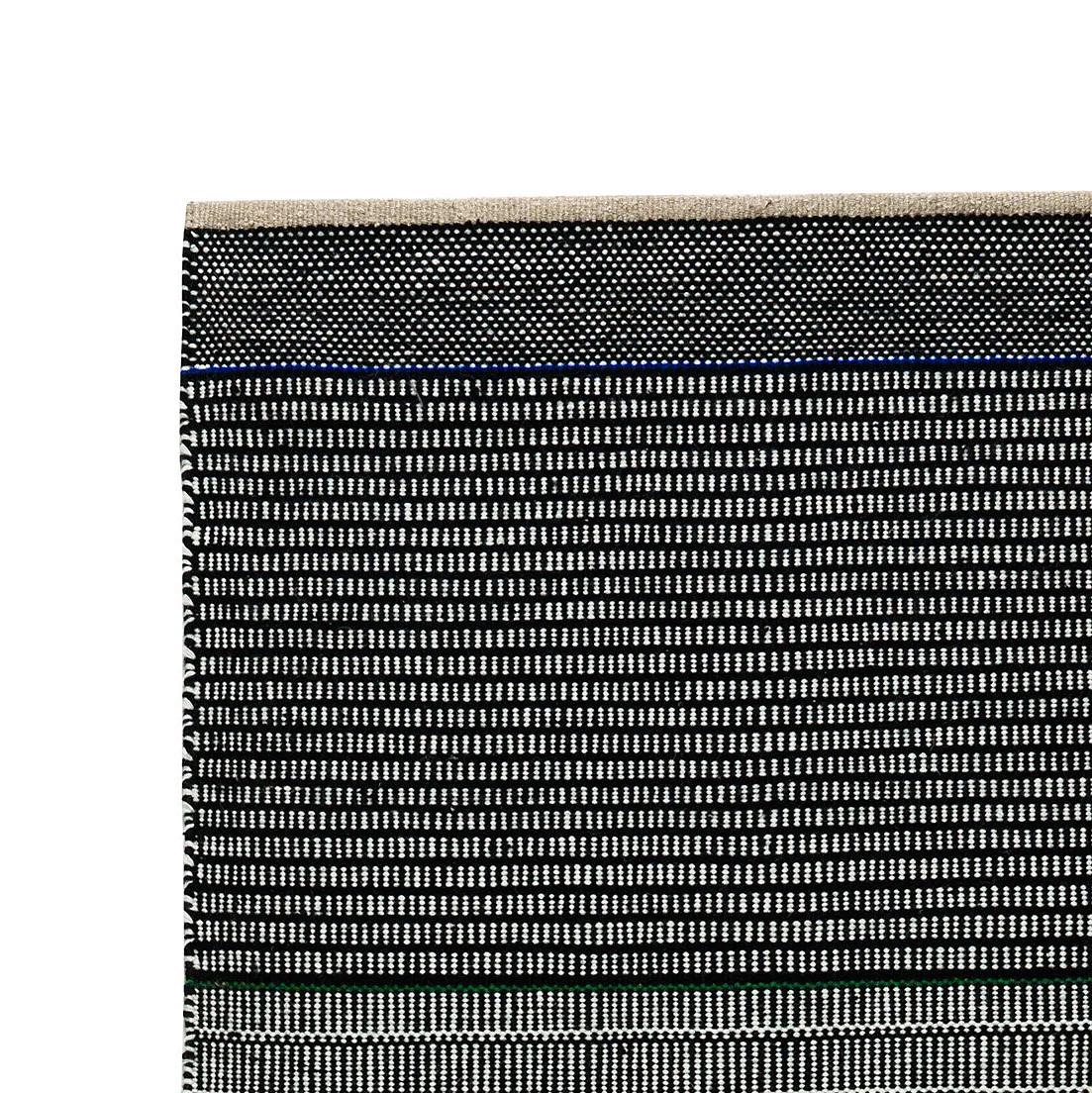 Tribulus One wool carpet 80x250 cm, black, white, blue, green Kateha