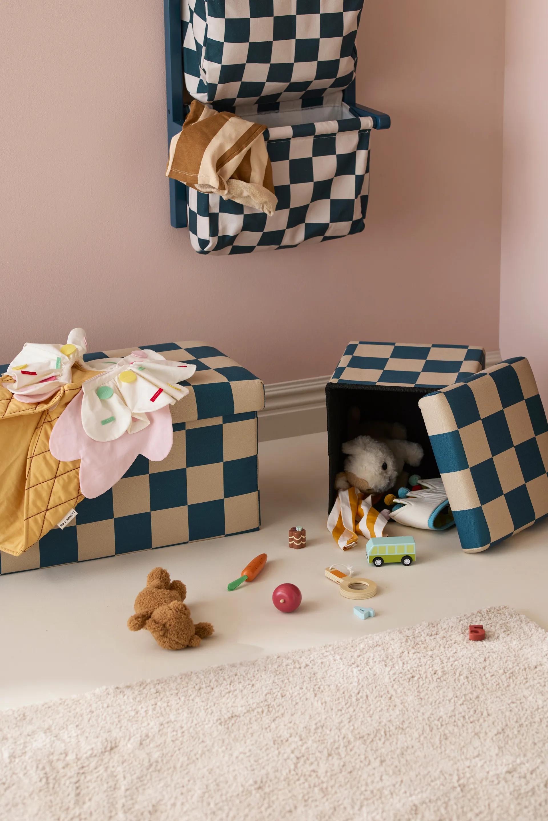 Storage ottoman cube, Teal, 80x30x30 cm Kid's Concept