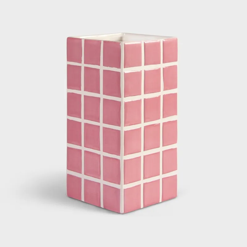 Tile vase 21 cm, Pink &Klevering