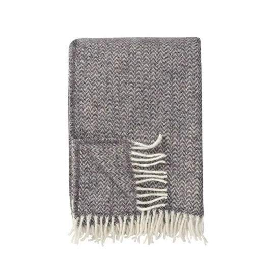 Chevron wool throw - Grey - Klippan Yllefabrik