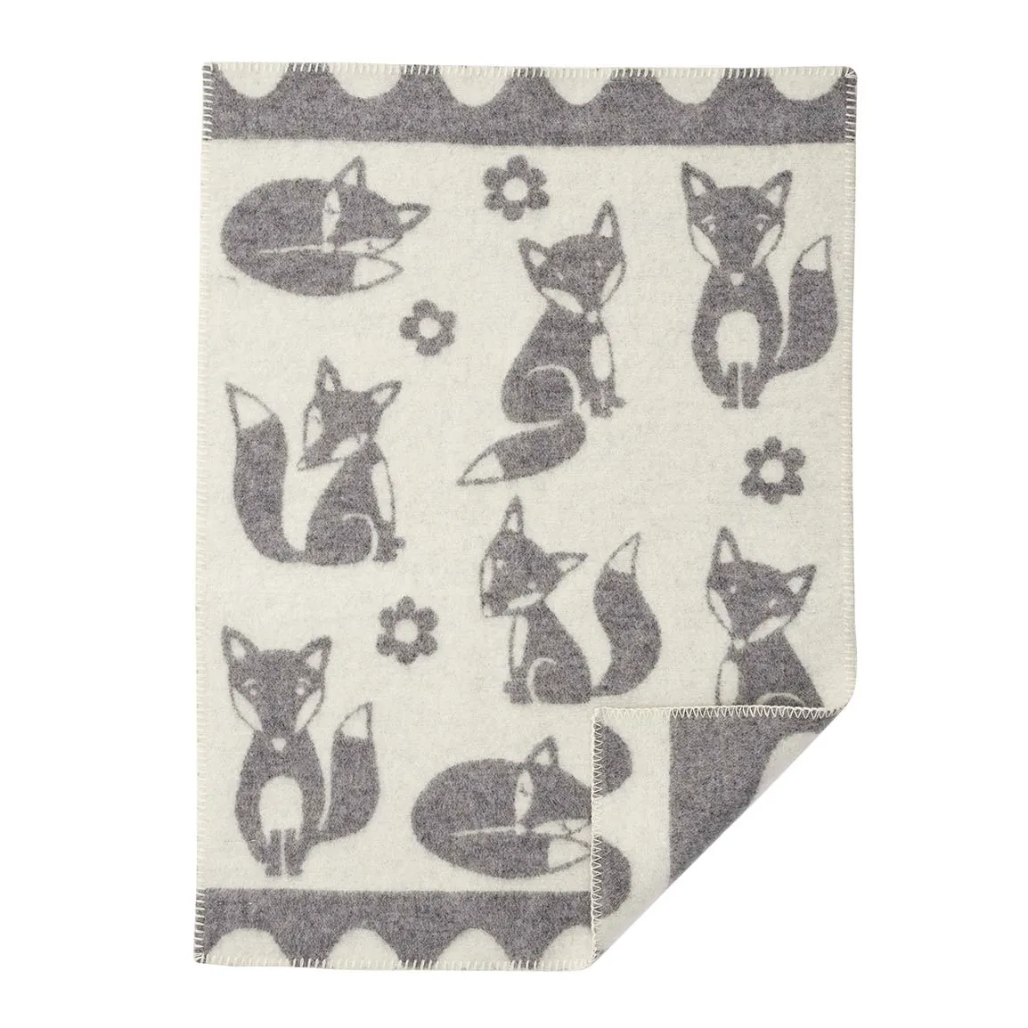 Fox children's blanket, grey Klippan Yllefabrik