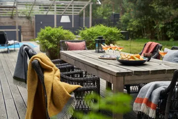 Hampus wool throw 130x200 cm - Grey-orange - Klippan Yllefabrik
