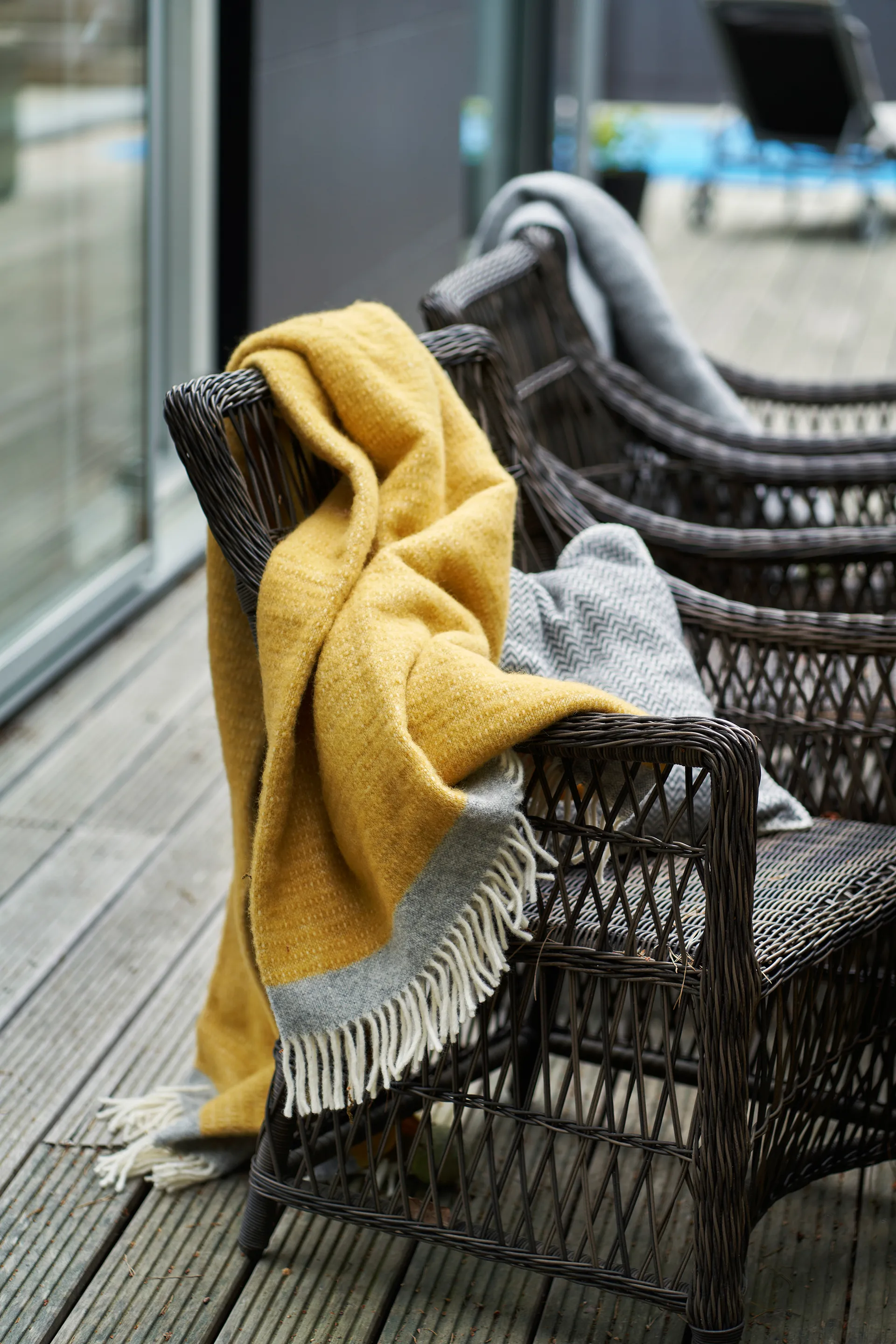 Harald wool throw 130x200 cm, Yellow-grey Klippan Yllefabrik