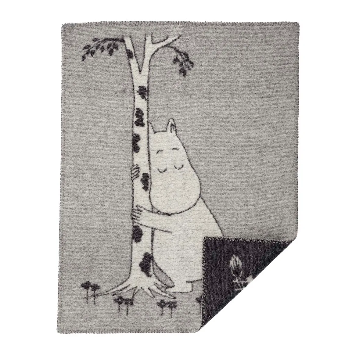 Moomin Tree Hug children's blanket, grey Klippan Yllefabrik