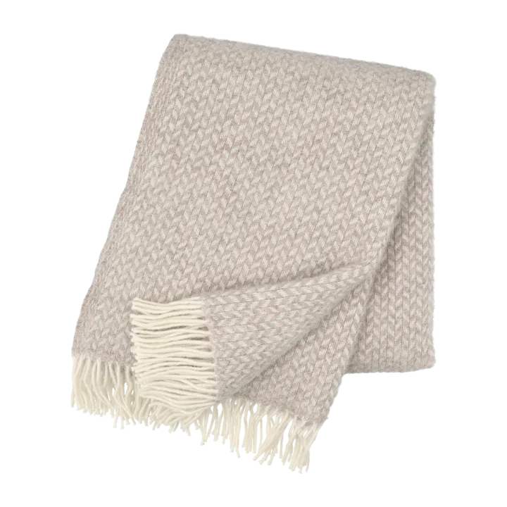 Polka wool throw - Beige - Klippan Yllefabrik