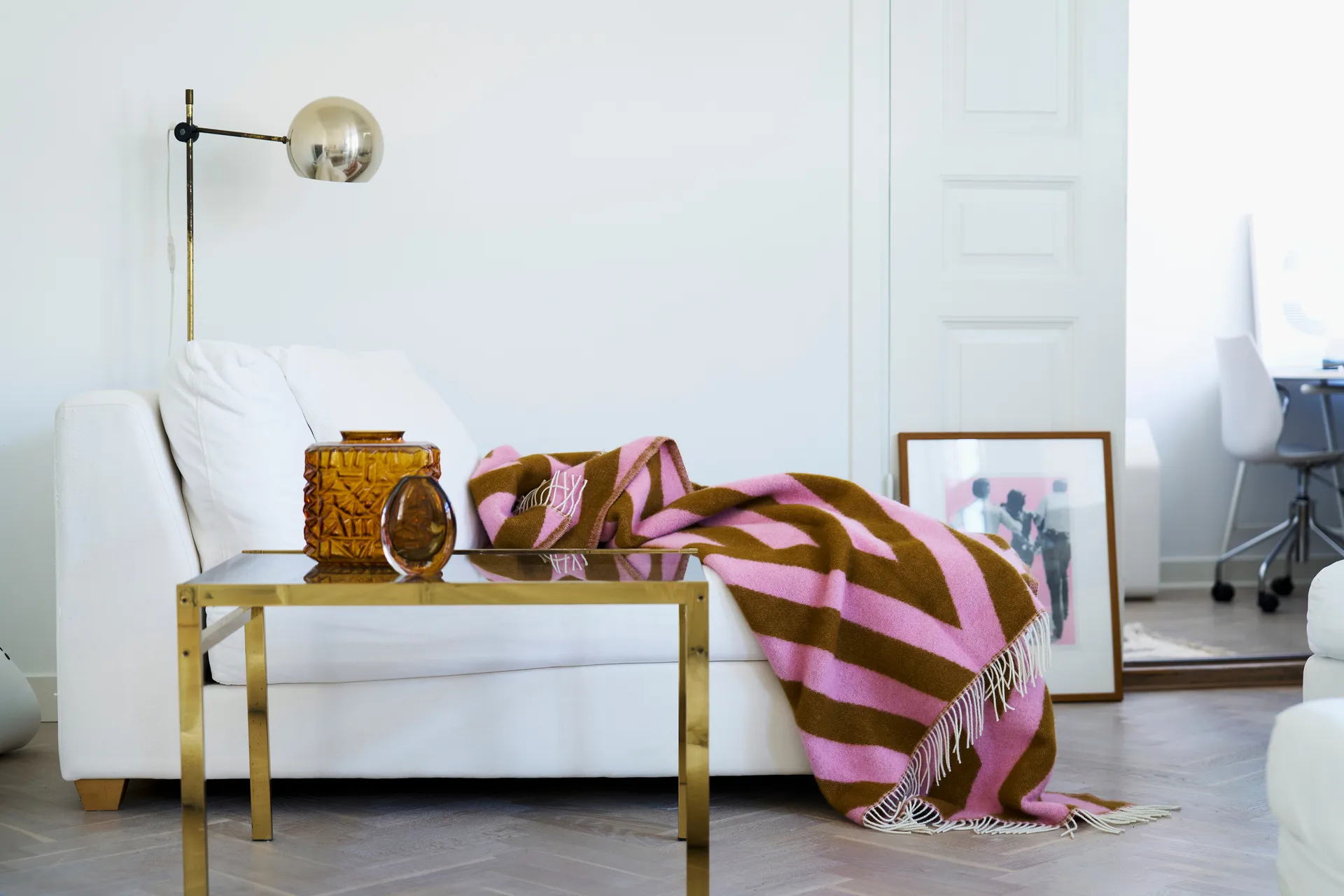 Tangent wool throw 130x200 cm, Pink-carmel Klippan Yllefabrik