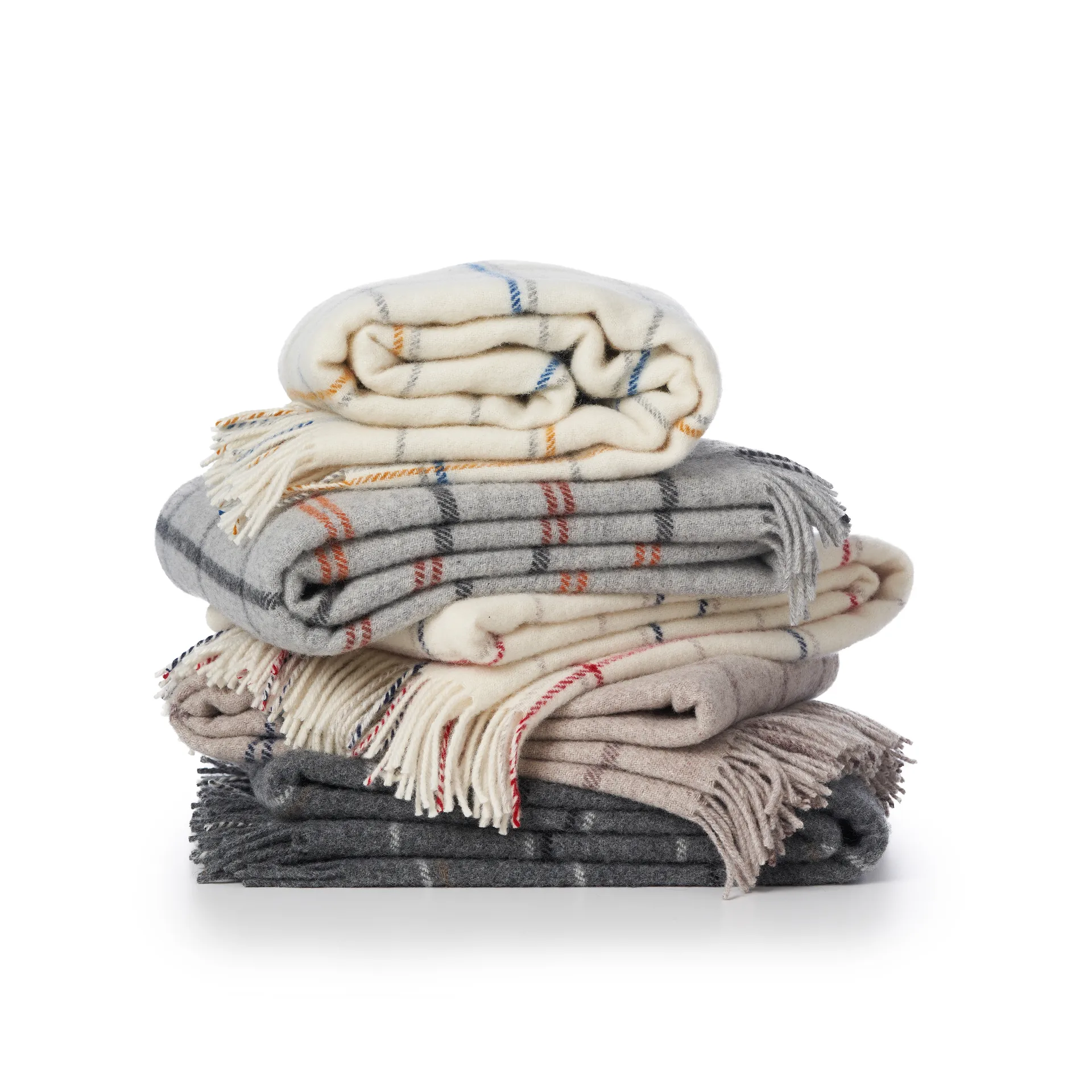 Tartan wool throw 130x200 cm, Light grey Klippan Yllefabrik