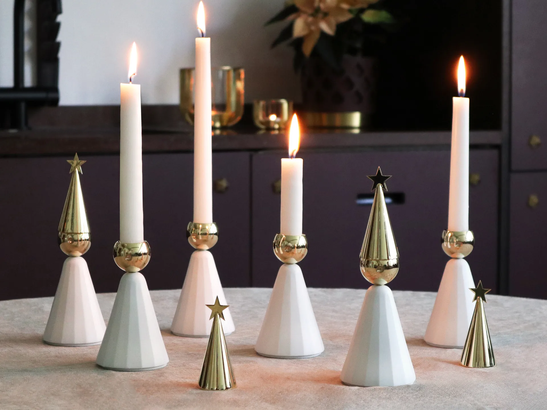 Soprano candle holder, White-brass KLONG