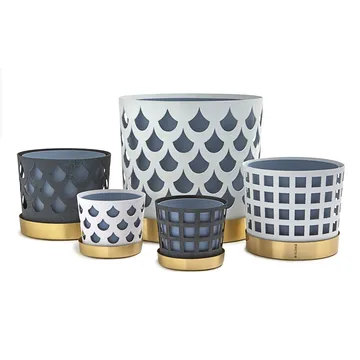 Trio flower pot square, medium - white - KLONG
