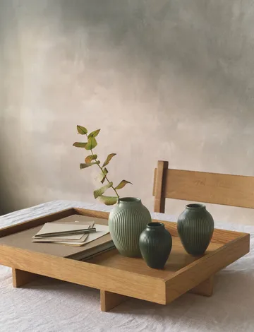 Knabstrup mini vase ripple matte 3-piece set - Misty green-celadon green-dark green - Knabstrup Keramik