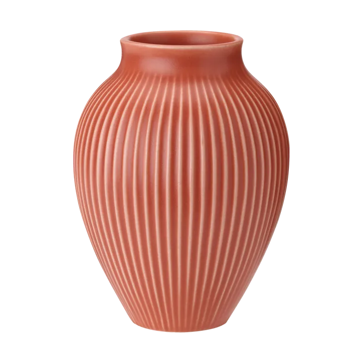 Knabstrup vase ribbed 12.5 cm - Coral - Knabstrup Keramik