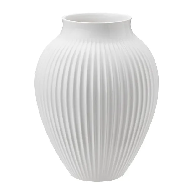 Knabstrup vase ribbed 20 cm, white Knabstrup Keramik
