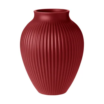 Knabstrup vase ribbed 27 cm - Soft cherry red - Knabstrup Keramik
