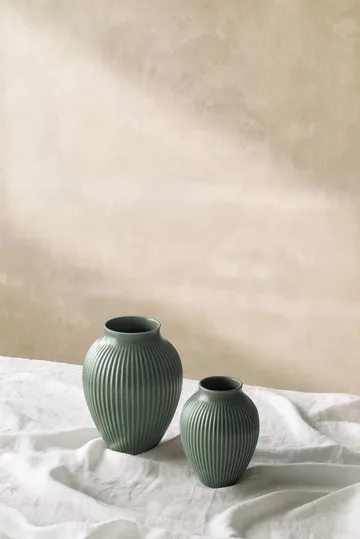 Knabstrup vase ripple matte celadon green - 12.5 cm - Knabstrup Keramik