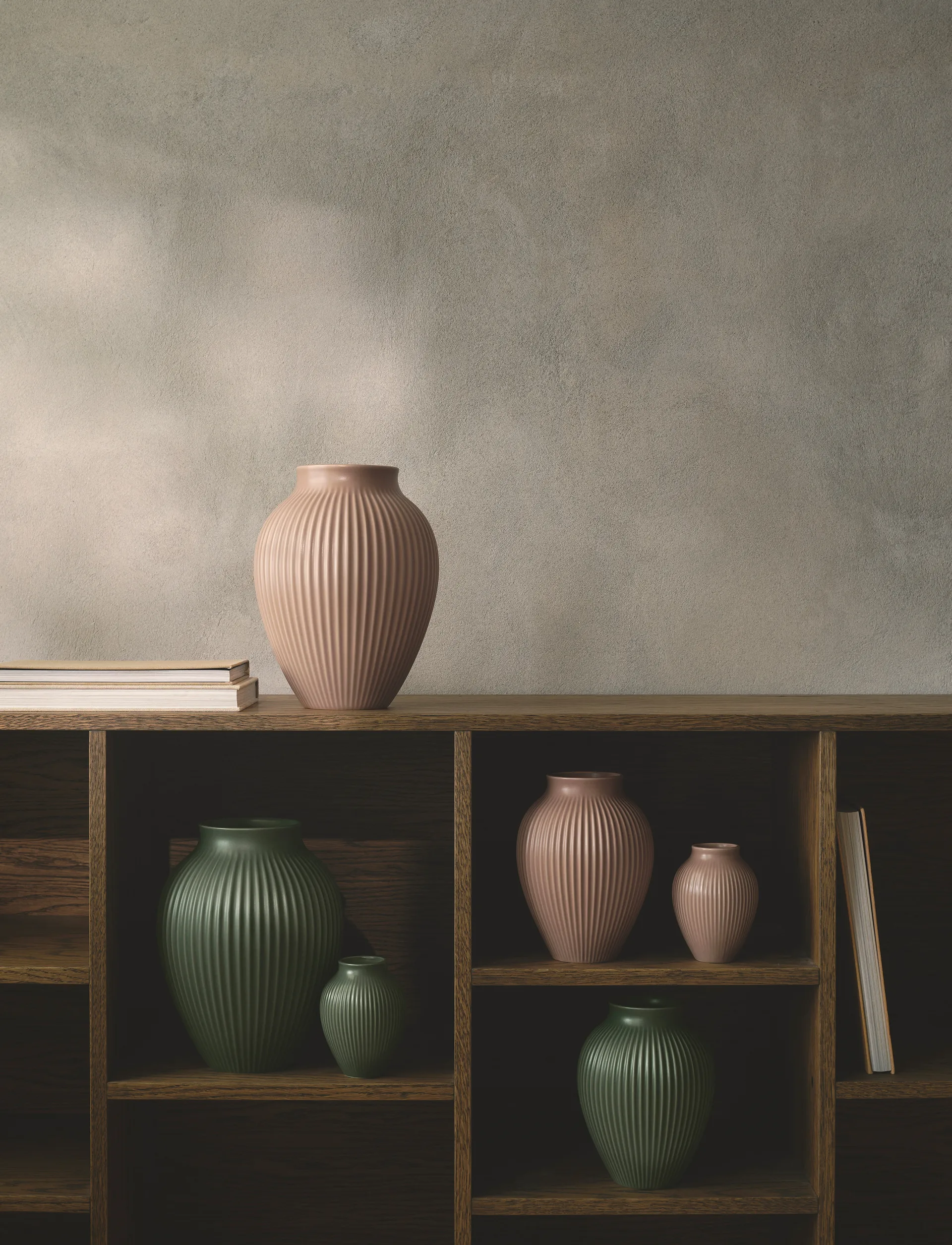 Knabstrup vase ripple matte dusty rose, 27 cm Knabstrup Keramik