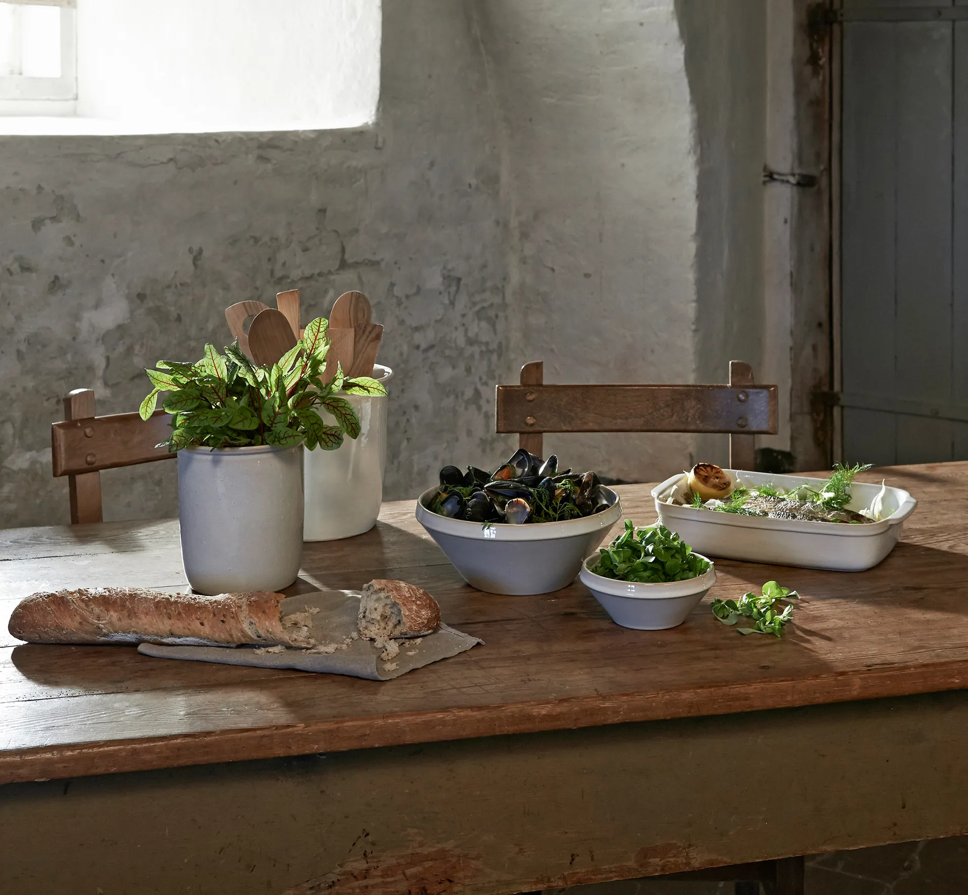 Tavola dough bowl 2 pieces, White Knabstrup Keramik