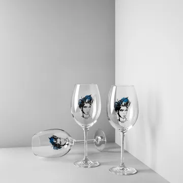 All about you wine glass 52 cl 2 pack - Miss him (blue) - Kosta Boda