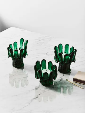 Sunflower candle holder 11.5 cm - Emerald green - Kosta Boda