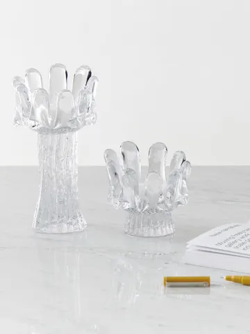 Sunflower candle holder 18 cm - Clear - Kosta Boda