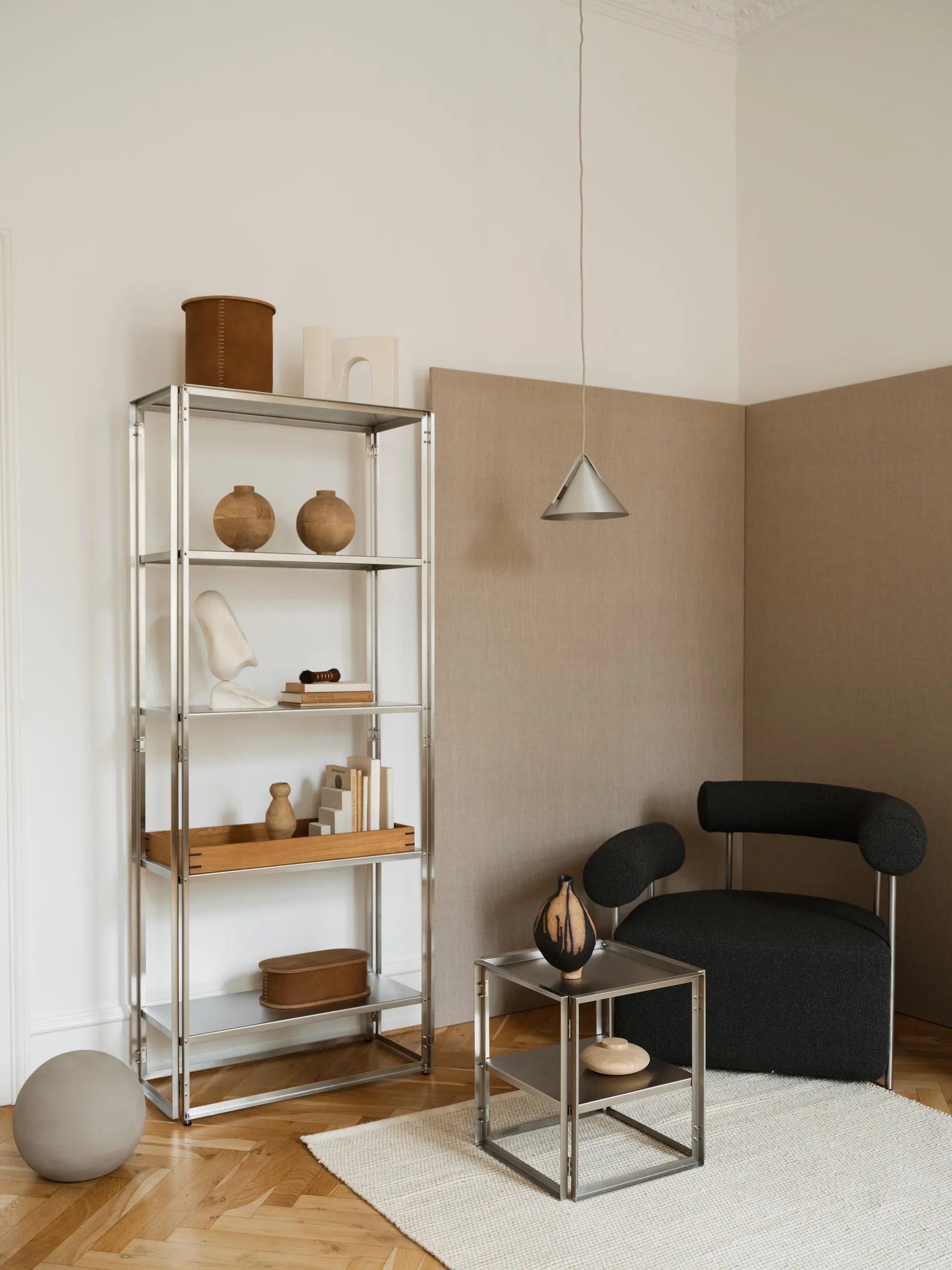 Foldable side table 40x40 cm, Brushed stainless steel Kristina Dam Studio