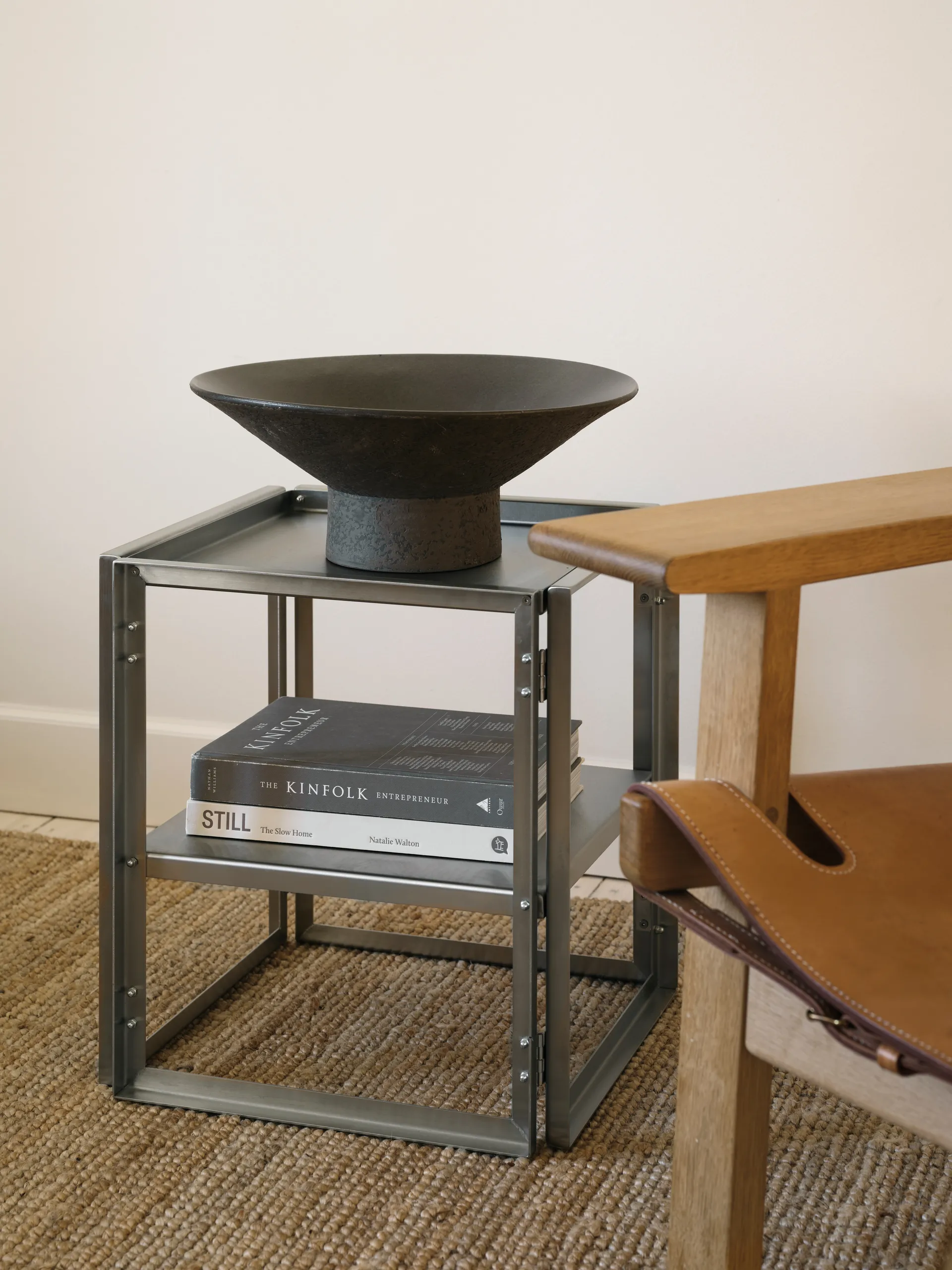 Foldable side table 40x40 cm, Brushed stainless steel Kristina Dam Studio