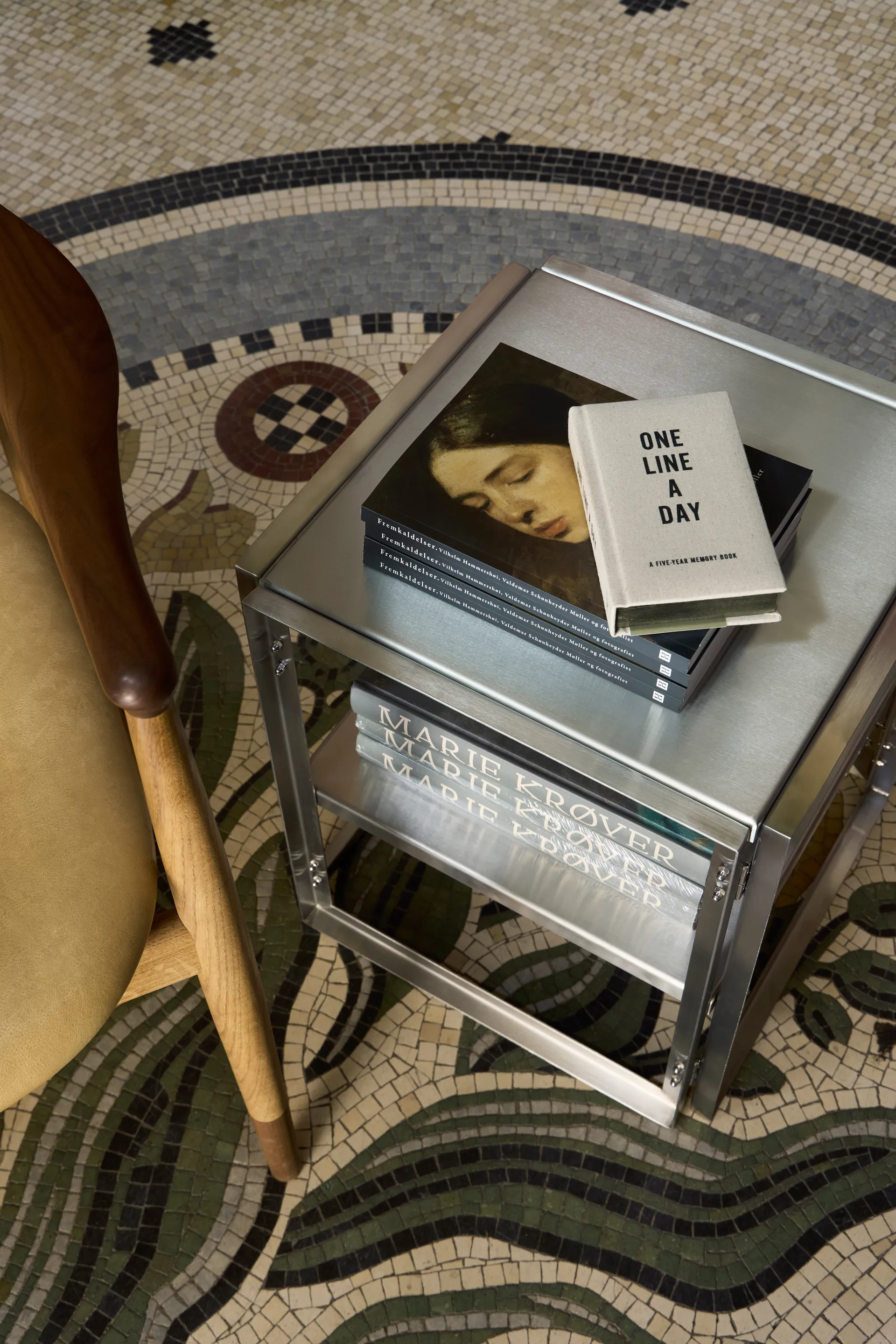 Foldable side table 40x40 cm, Brushed stainless steel Kristina Dam Studio