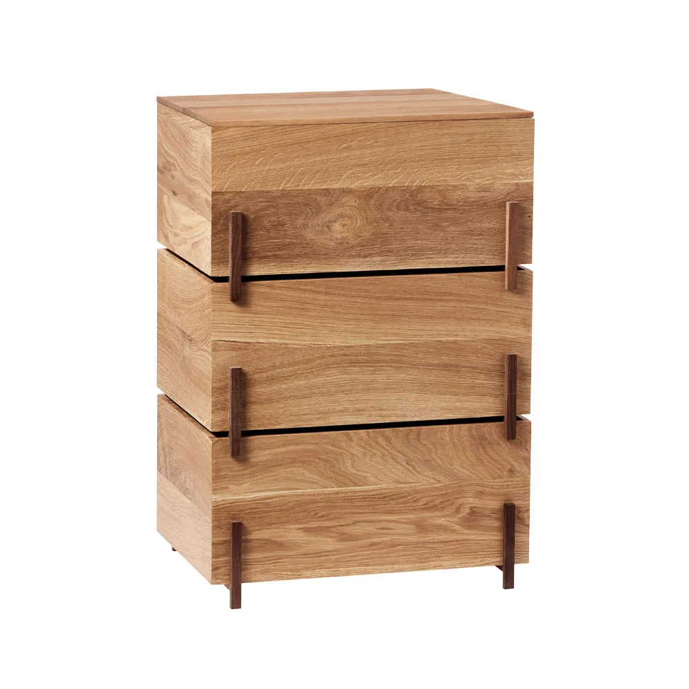 Stack storage box, Oak, 3 pieces, dark oiled walnut legs Kristina Dam Studio