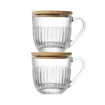 Ouessant mug with lid/saucer 2-pack - Transparent-bamboo - La Rochère