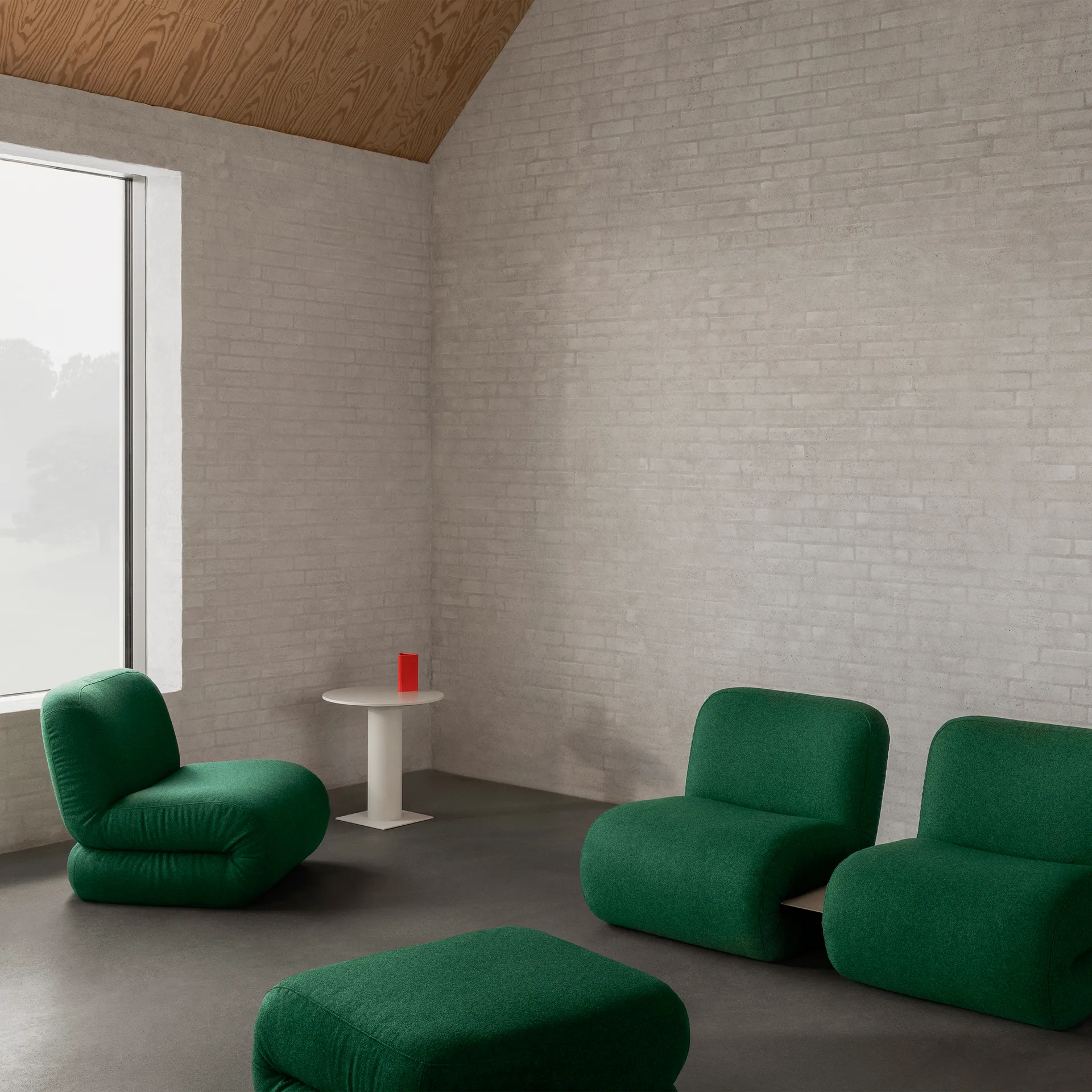 Bau armchair, Divina melange dark green, straight Lammhults