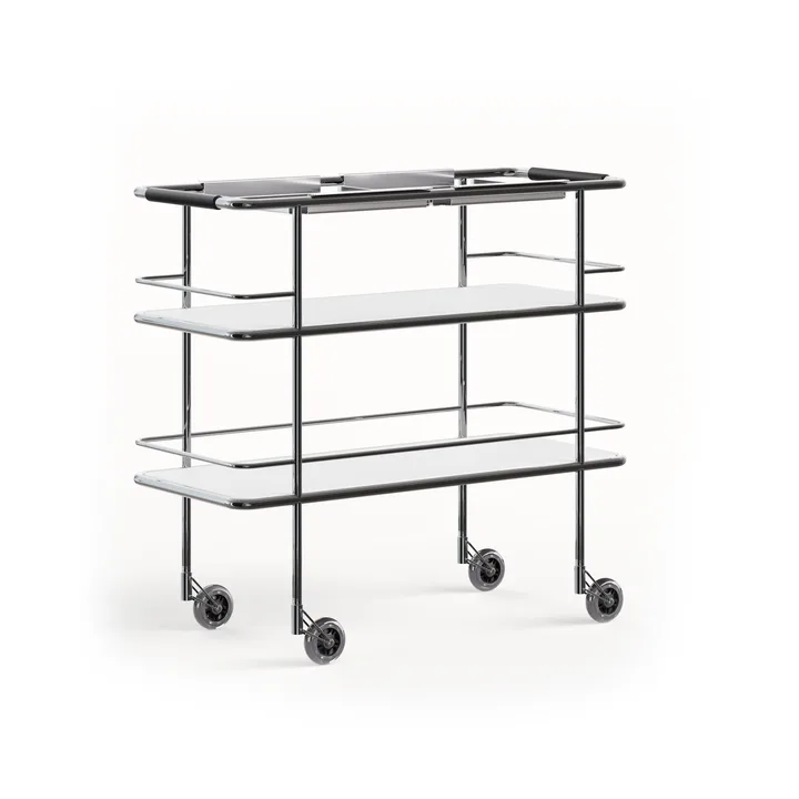 Cargo Support serving trolley - White laminate-chrome - Lammhults