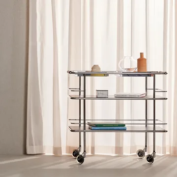 Cargo Support serving trolley - White laminate-chrome - Lammhults