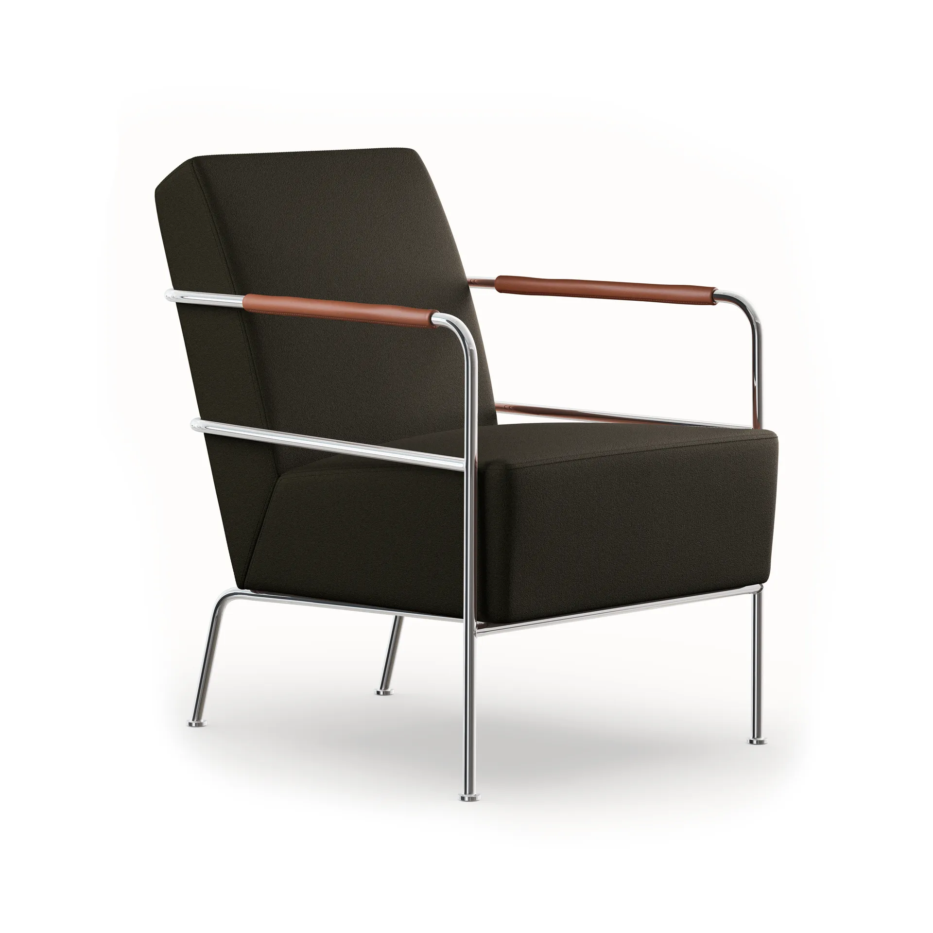 Cinema armchair, Barnum Pine-Elmo Nordic leather Cognac-chrome base Lammhults