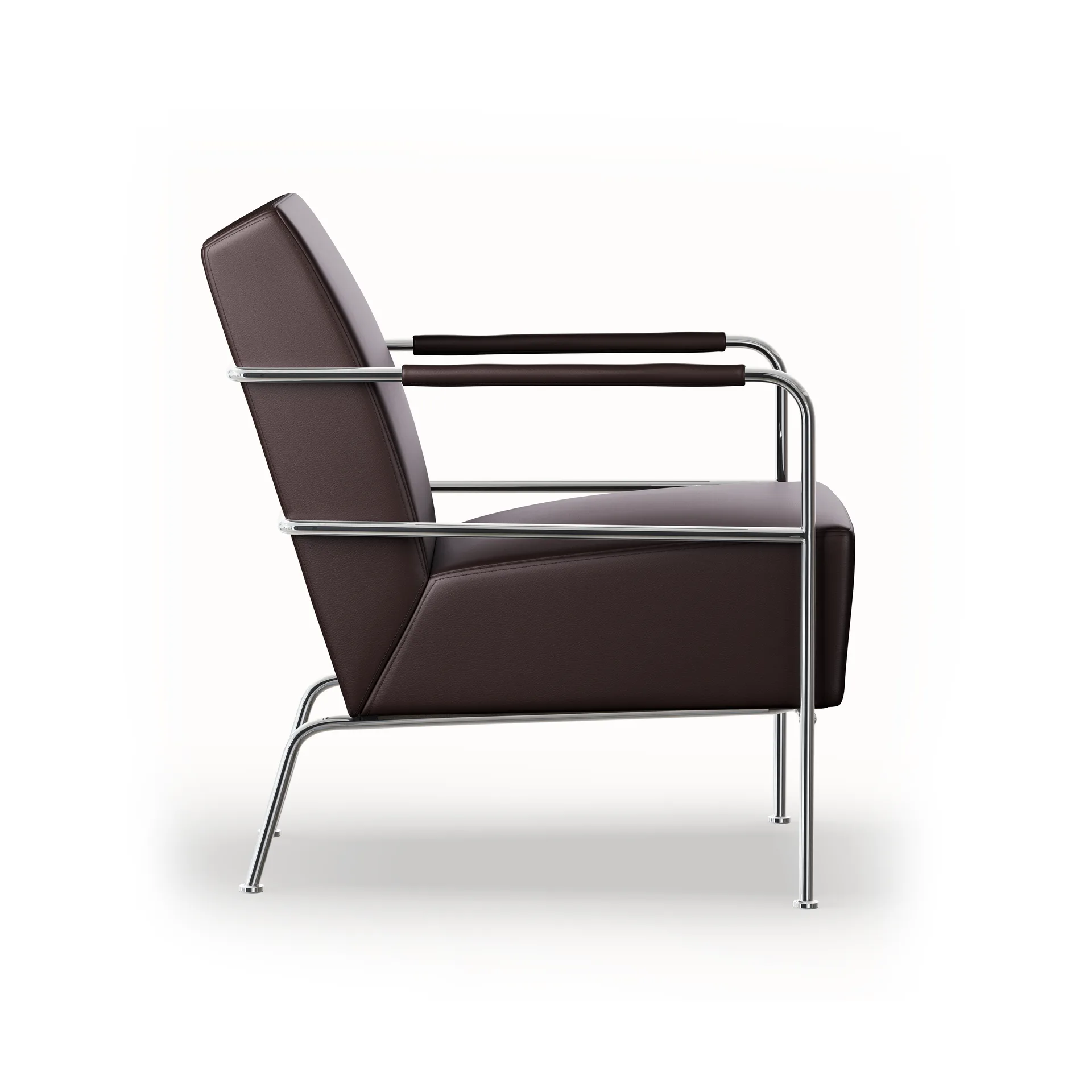Cinema armchair, Elmo Nordic leather dark brown–chrome frame Lammhults