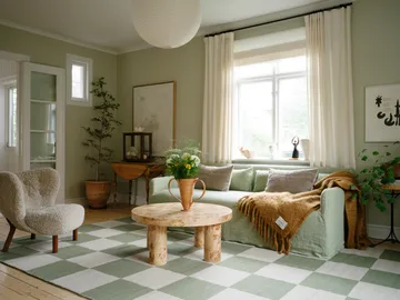 Chess wool rug - Sage, 250x350 cm - Layered