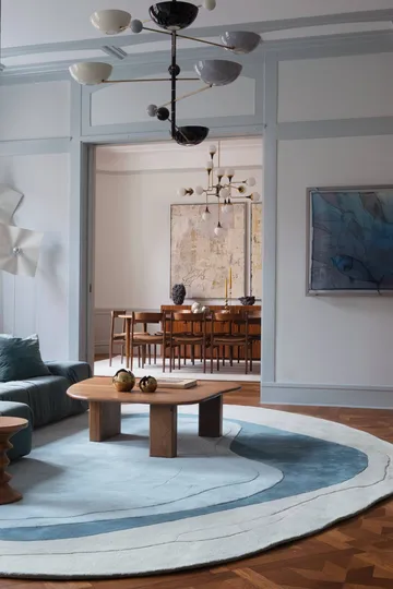 Erik Bratsberg Lozza wool rug - Teal, 270x350 cm - Layered