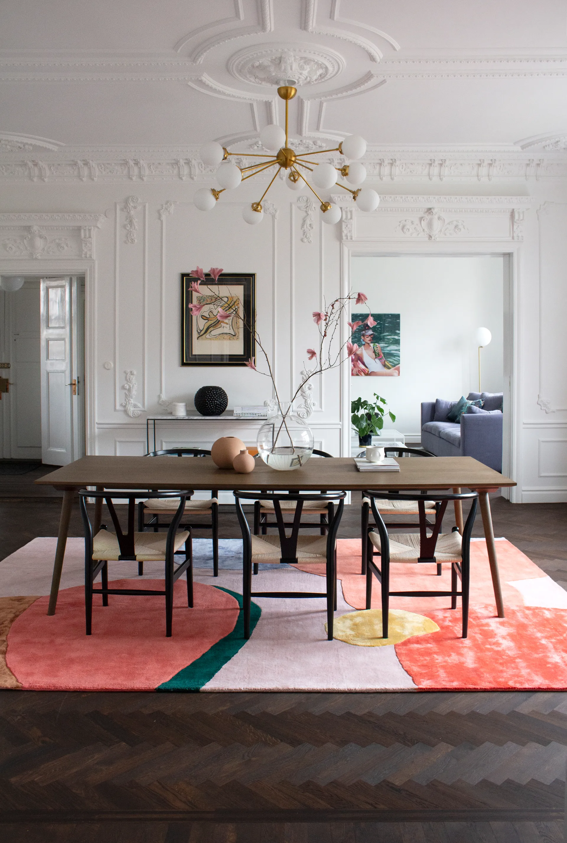 Flower Field wool carpet 160x230 cm, Pink Layered