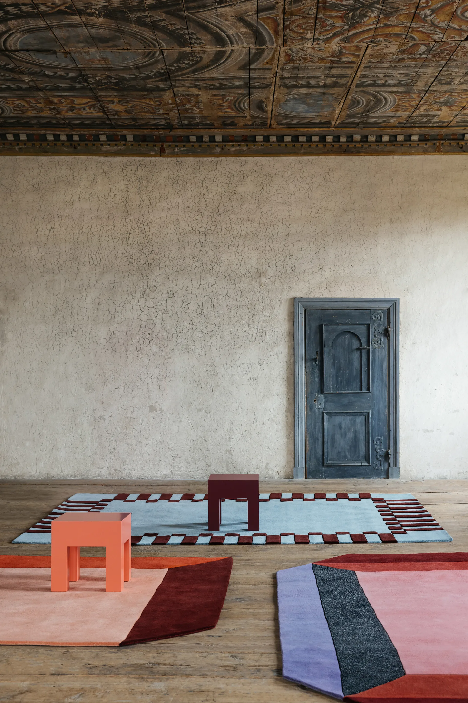 Teklan box wool rug, Corals, 180x270 cm Layered